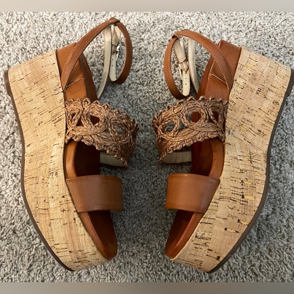 Jessica Simpson Brown Wedge Espadrilles with Ankle Strap - Picture 3 of 9